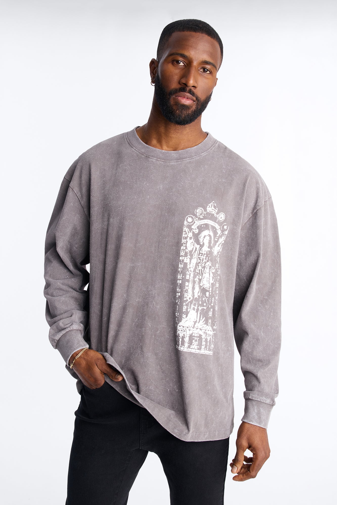 Divine Messenger Long Sleeve Tee - Charcoal