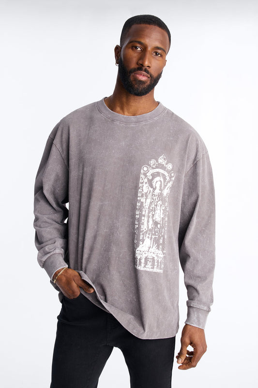 Divine Messenger Long Sleeve Tee - Charcoal