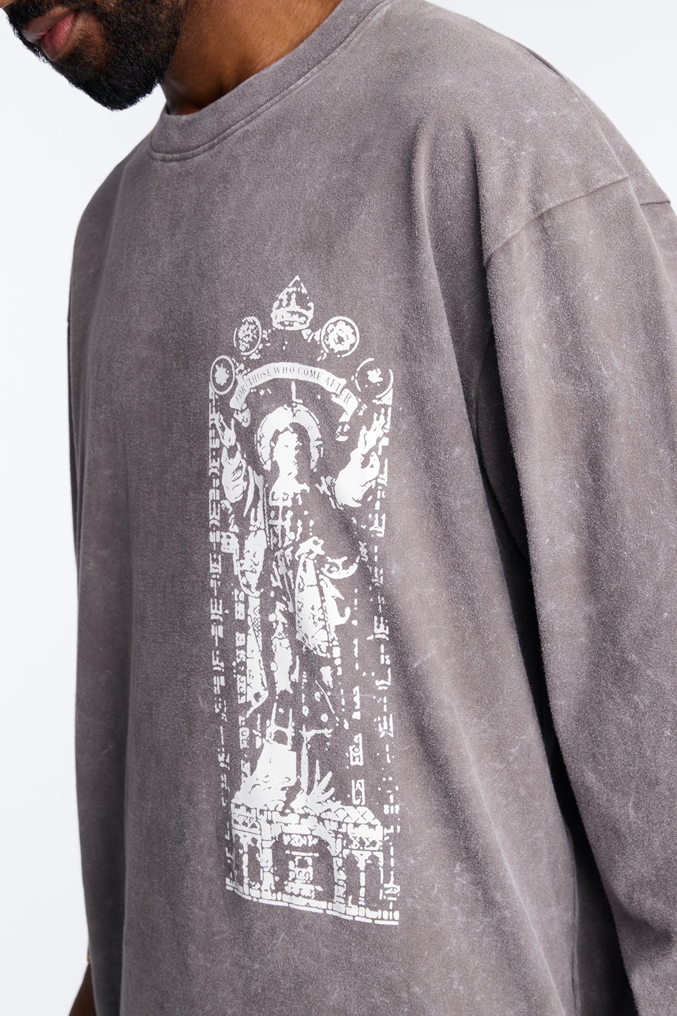 Divine Messenger Long Sleeve Tee - Charcoal