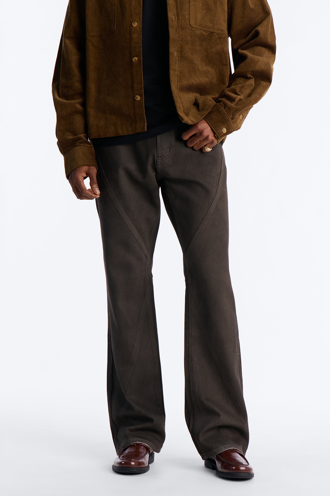 Stacked Slim Flare Phantom Waxed Jean - Olive