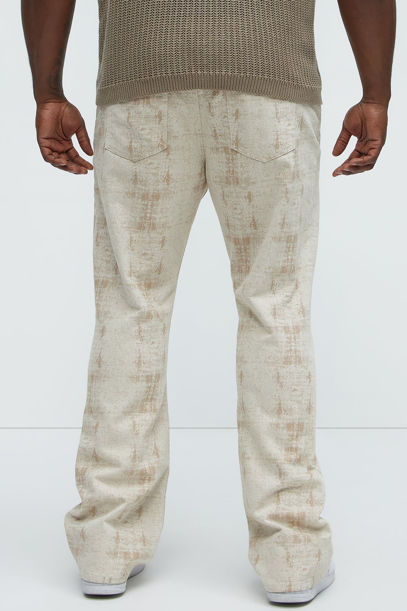 Rough Mark Stacked Slim Flare Pants - Tan