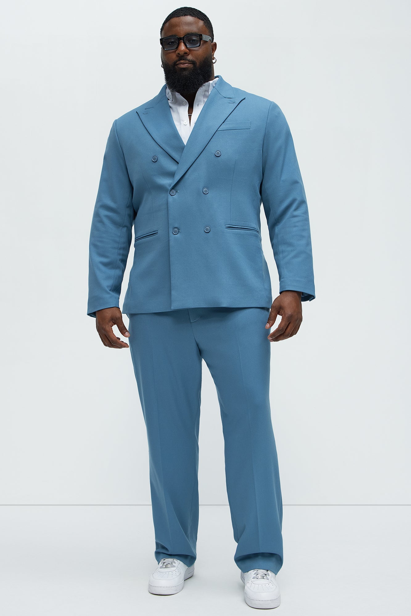 High Peak Lapel Suit Blazer - Slate Blue