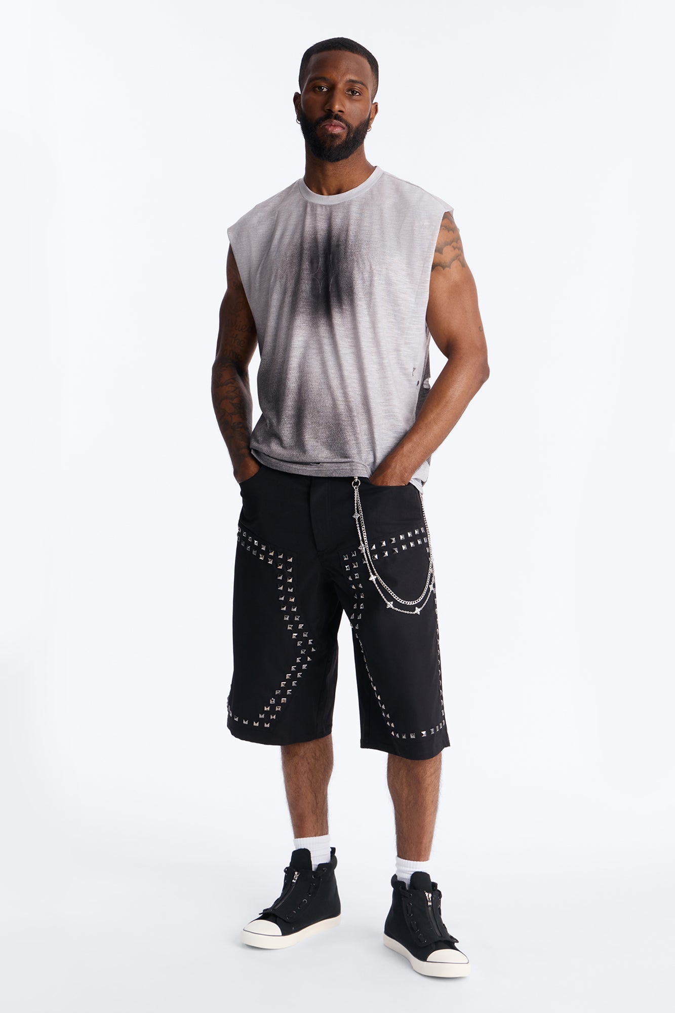 Baggy Silver Springs Studded Short - Black