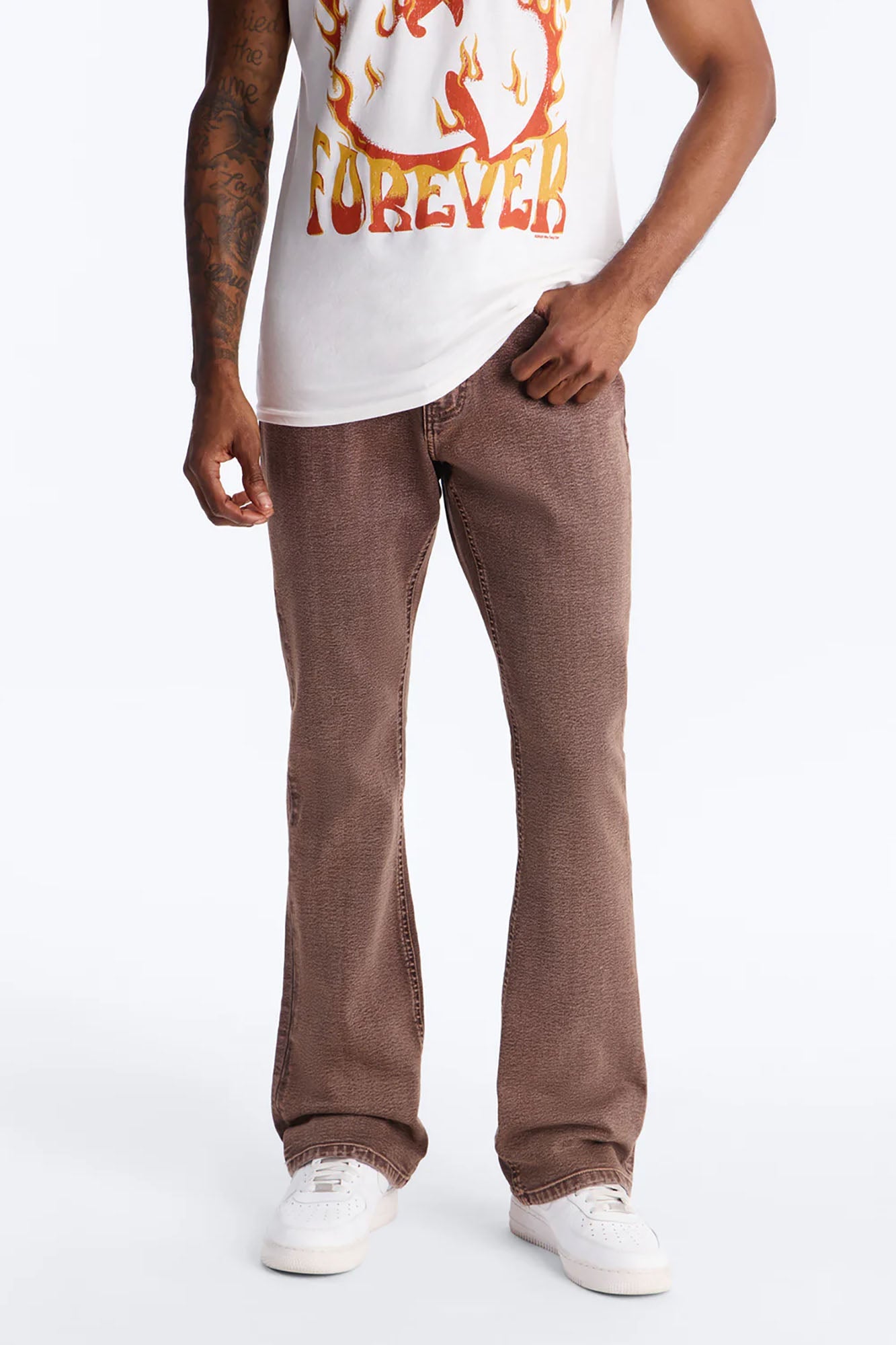 Stacked Skinny Flare Bare With Me Jean - Brown