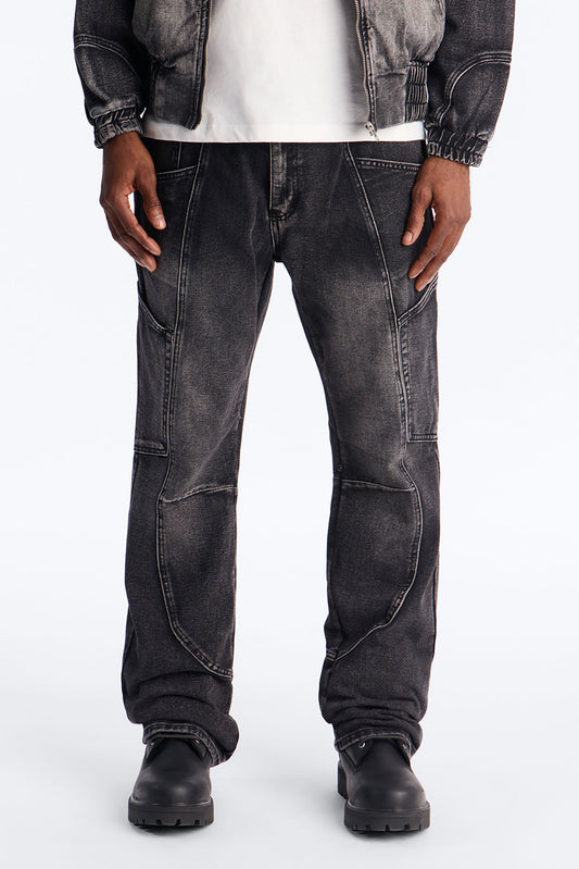Stacked Slim Flare Panel Feeling It Jean - Black Wash