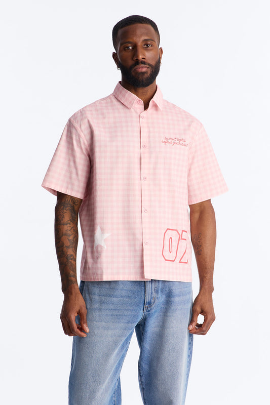 Sacred Star Reflection 07 Button Up Shirt - Pink