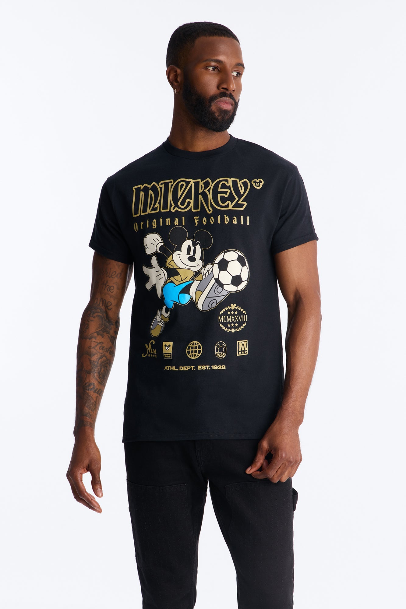 Disney Mickey Original Football Short Sleeve Tee - Black