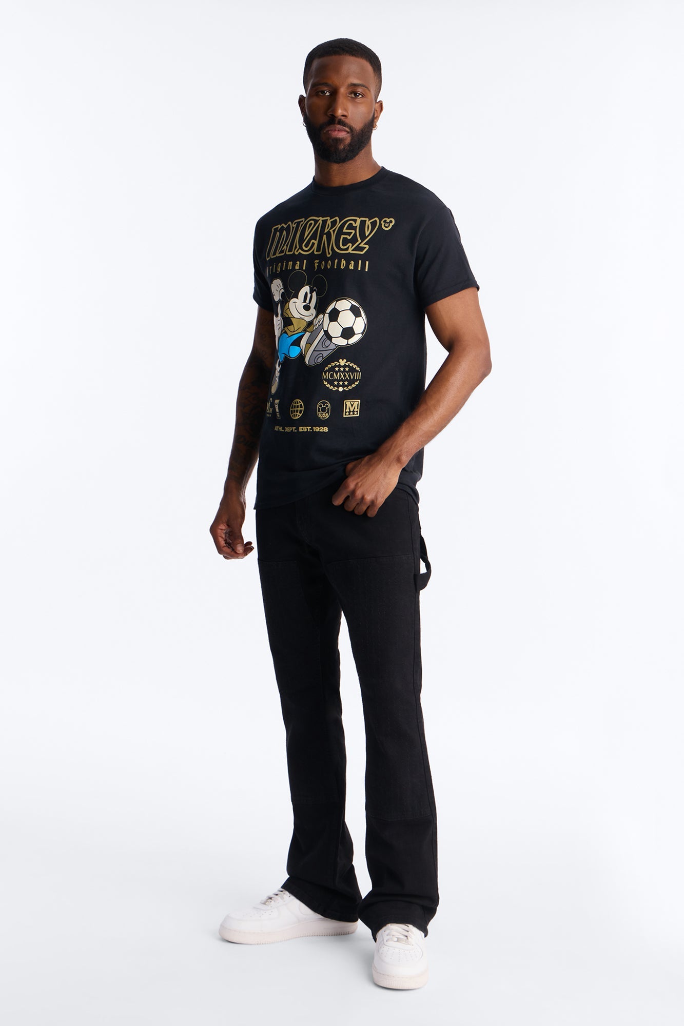 Stacked Skinny Flare Textured Carpenter Jean - Black Wash