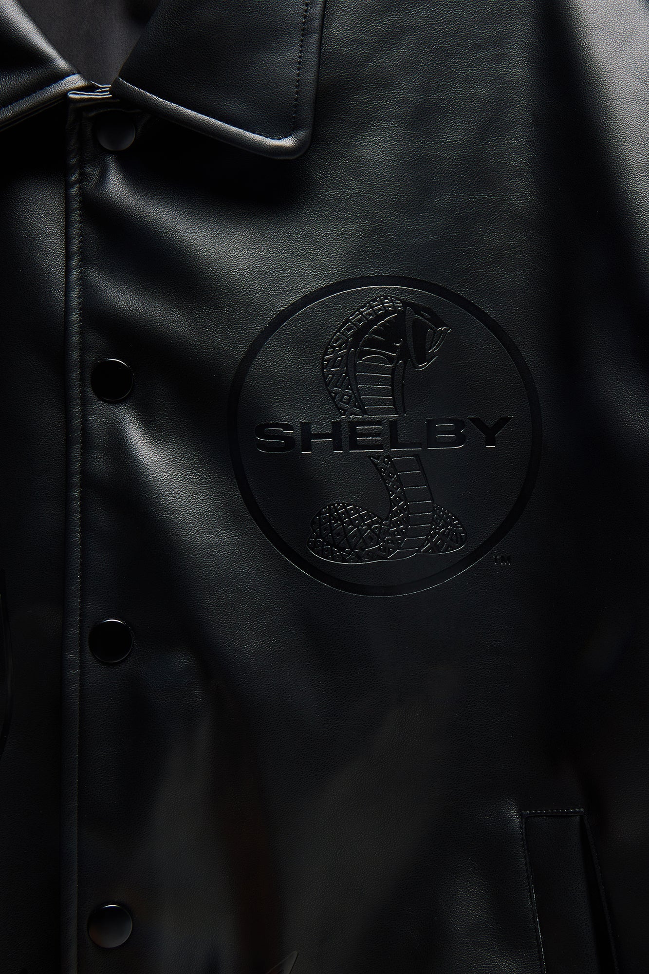 Shelby Racing Embossed Faux Leather Jacket - Black