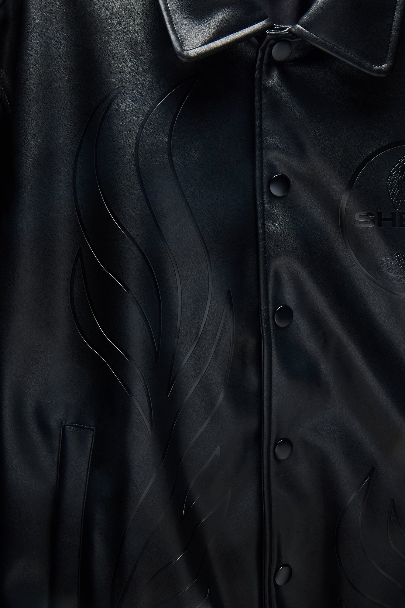 Shelby Racing Embossed Faux Leather Jacket - Black