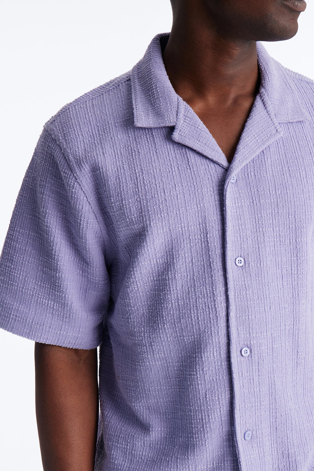 Dean Textured Short Sleeve Button Up Shirt - Lavender