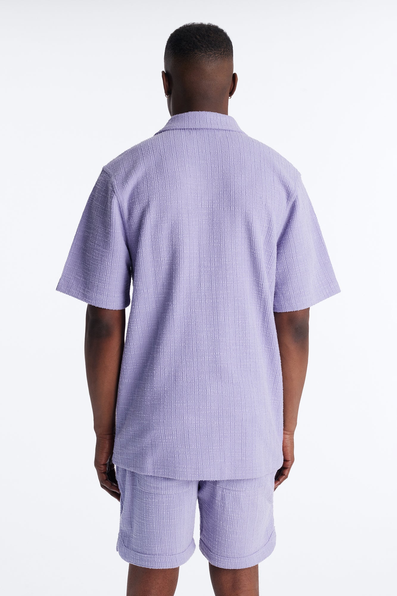 Dean Textured Short Sleeve Button Up Shirt - Lavender