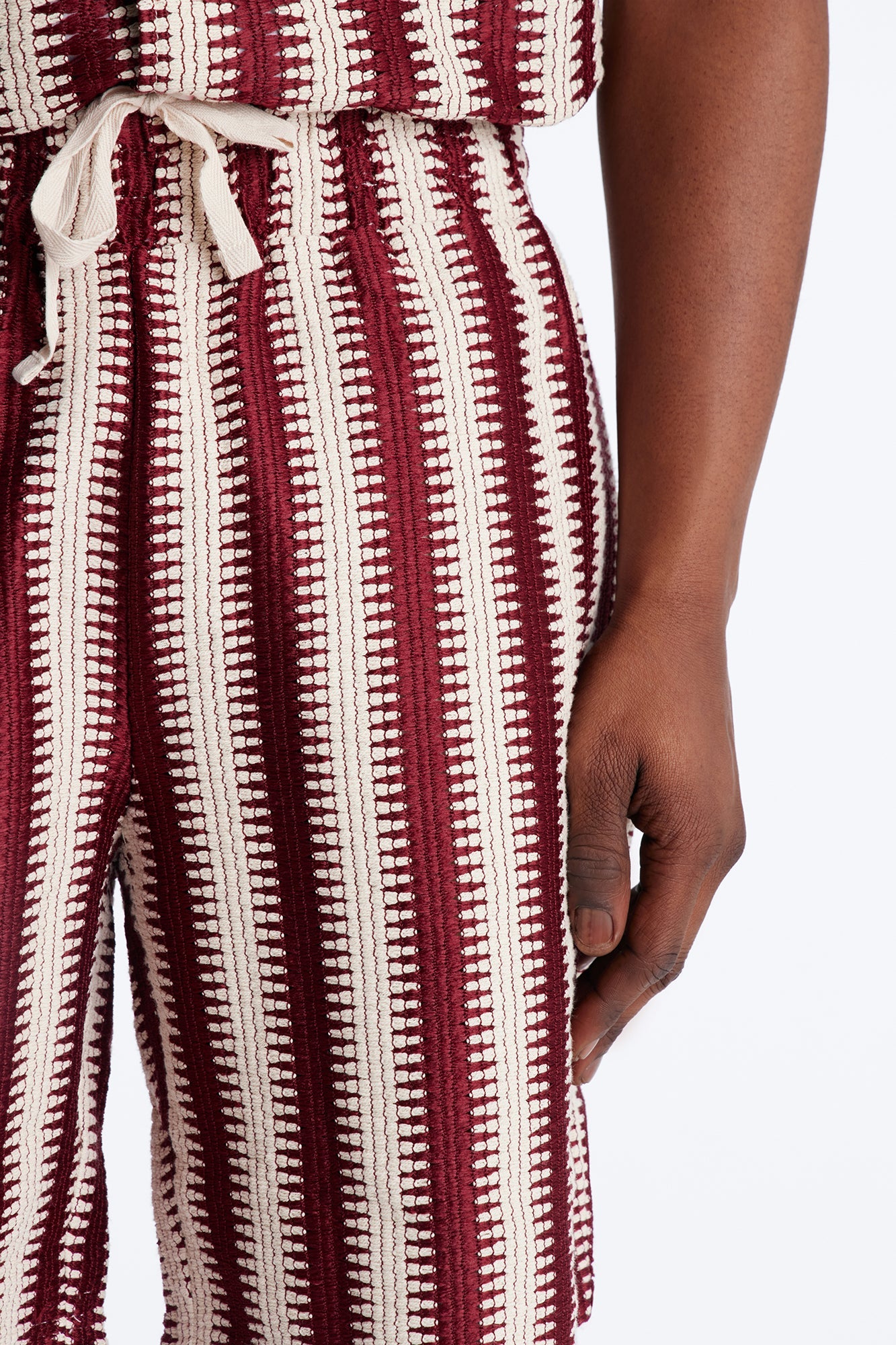 Summit Striped Relaxed Shorts - Burgundy
