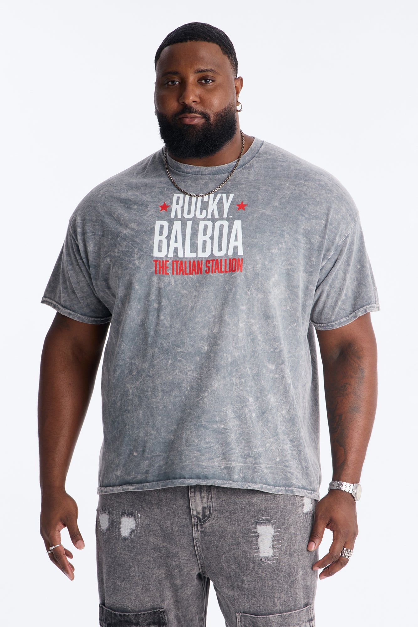 Rocky Balboa 1982 Short Sleeve Tee - Grey Mineral Wash