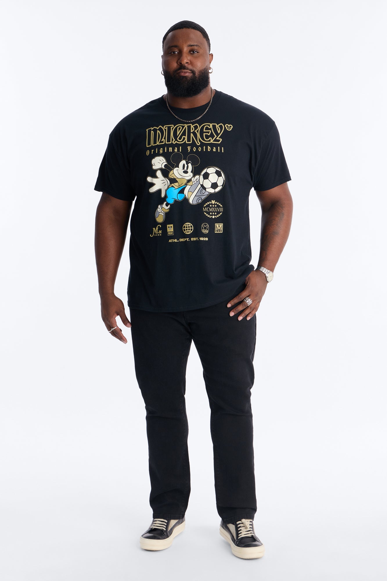 Disney Mickey Original Football Short Sleeve Tee - Black