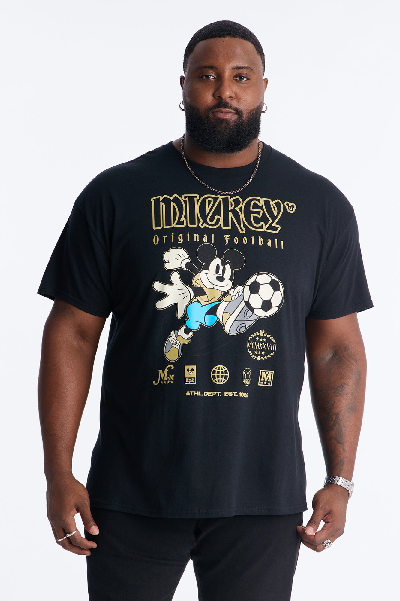 Disney Mickey Original Football Short Sleeve Tee - Black
