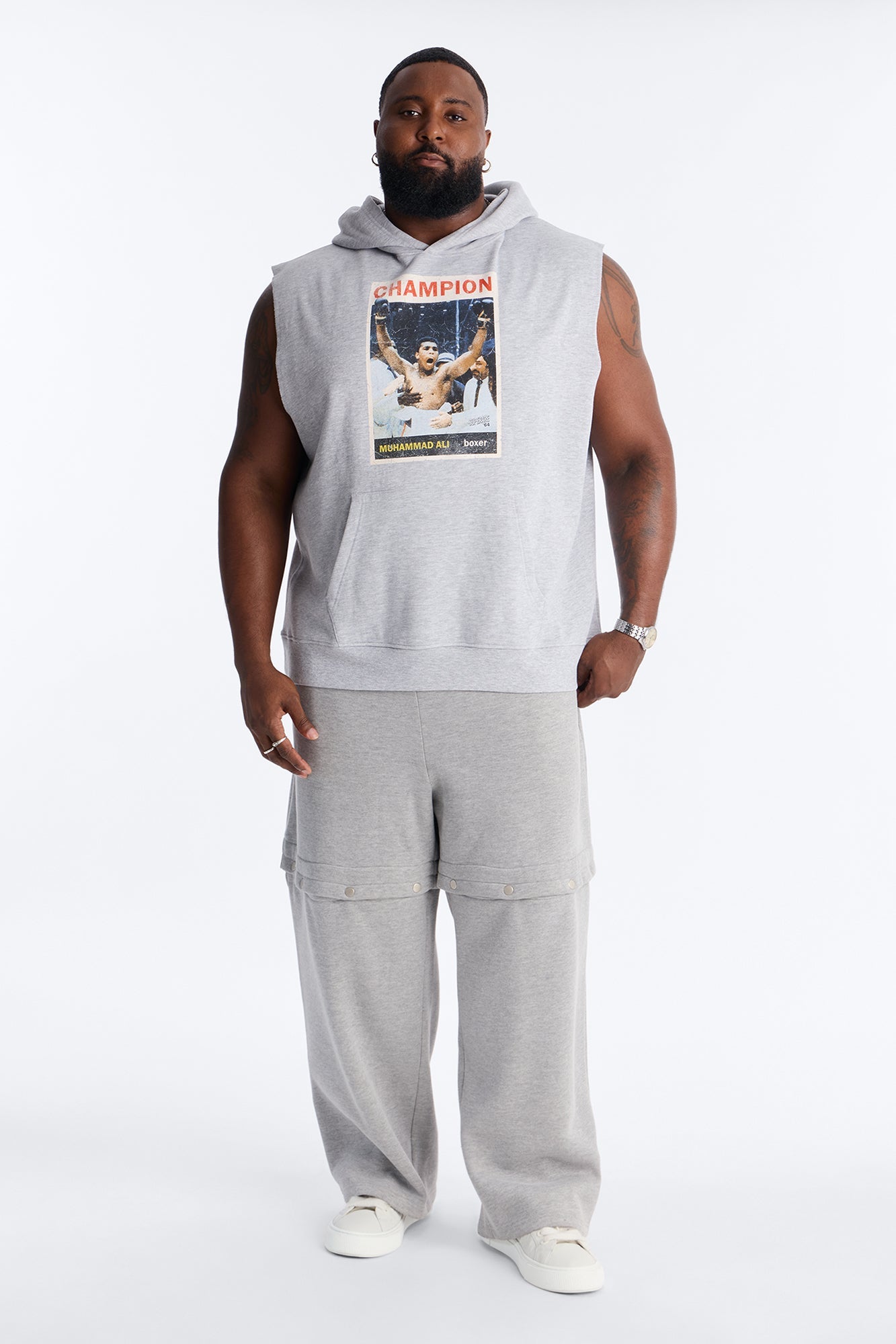Muhammad Ali Muscle Hoodie - Heather Grey