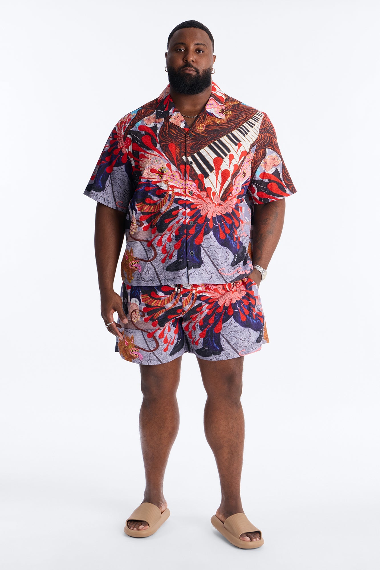 Jazz Engine Seersucker Swim Trunk 6″ - Multi Color