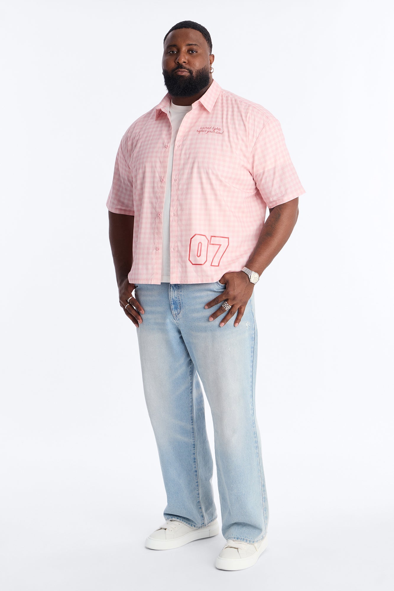 Sacred Star Reflection 07 Button Up Shirt - Pink