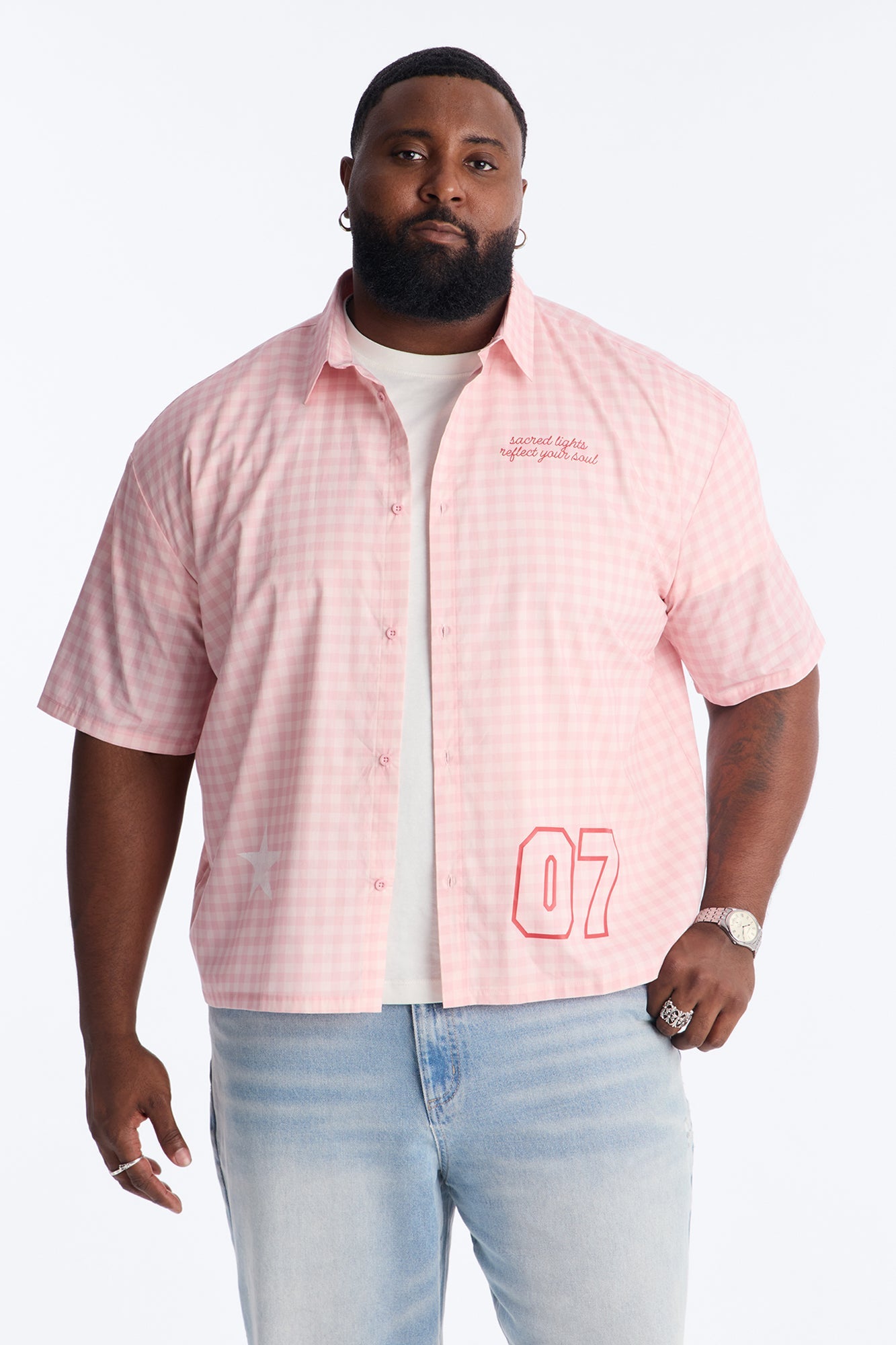 Sacred Star Reflection 07 Button Up Shirt - Pink