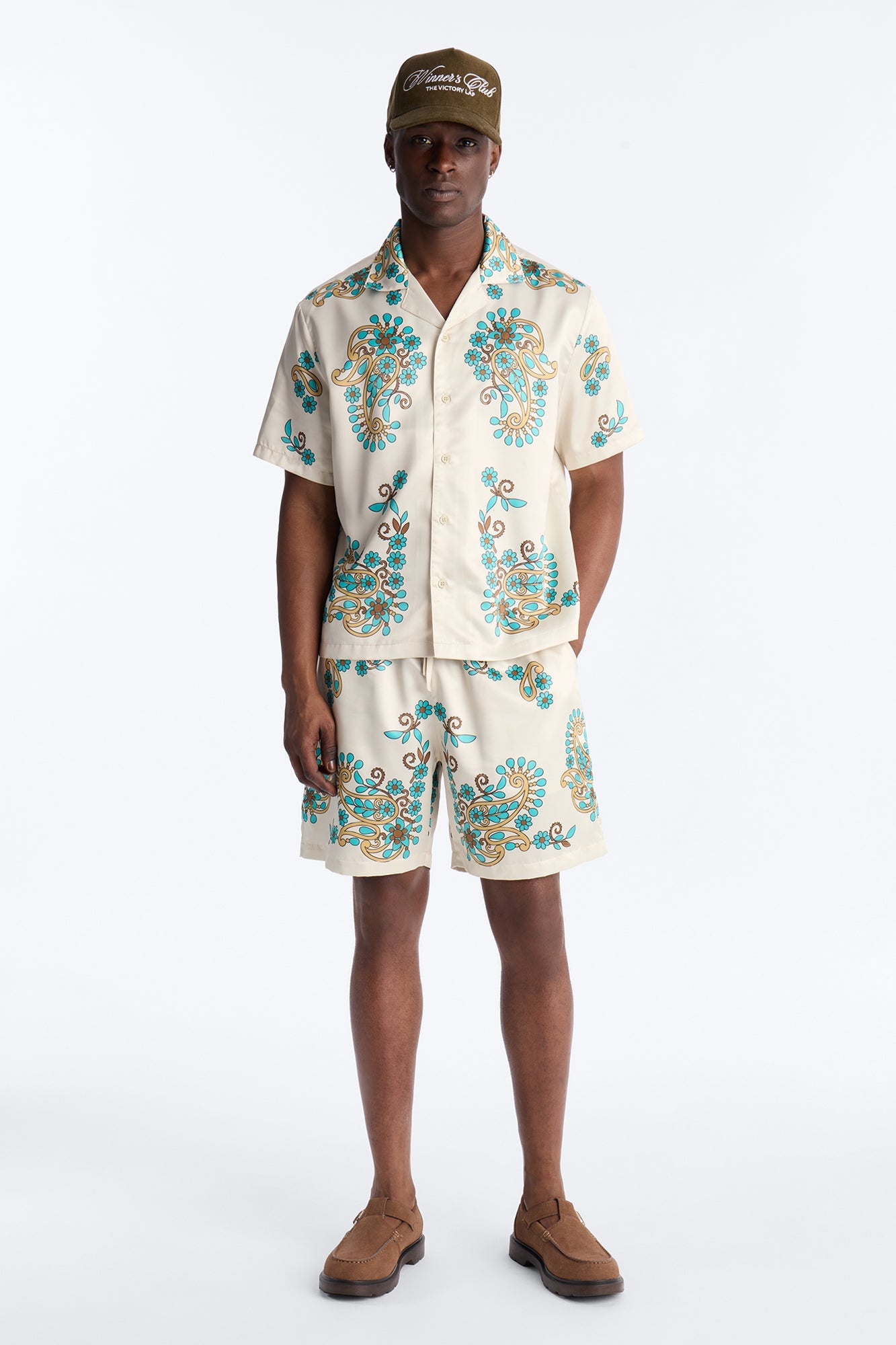 Santorini Cuban Collar Button Up Shirt - Natural