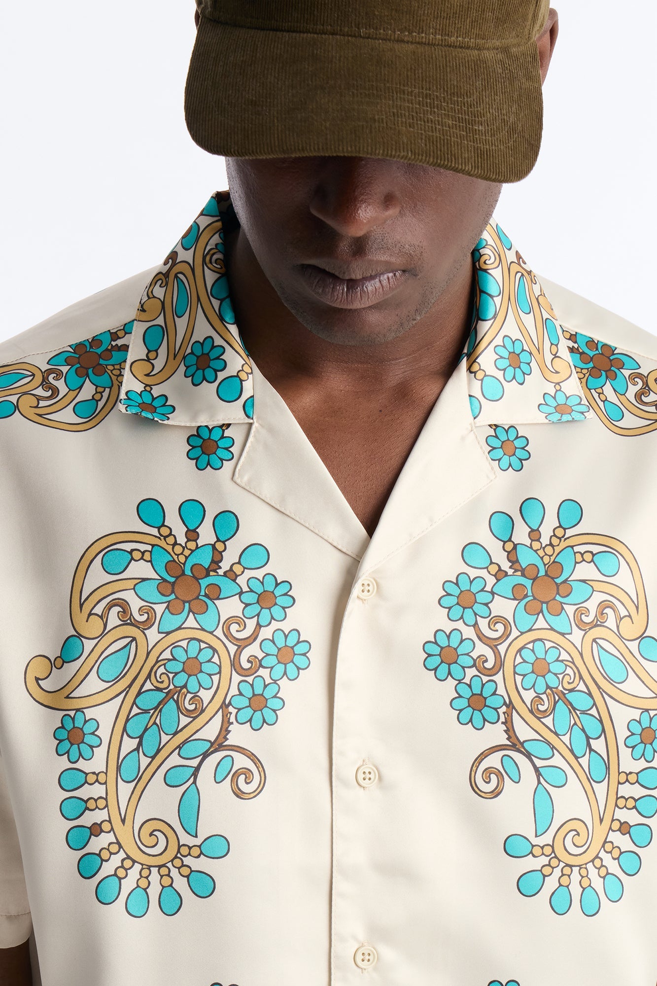 Santorini Cuban Collar Button Up Shirt - Natural