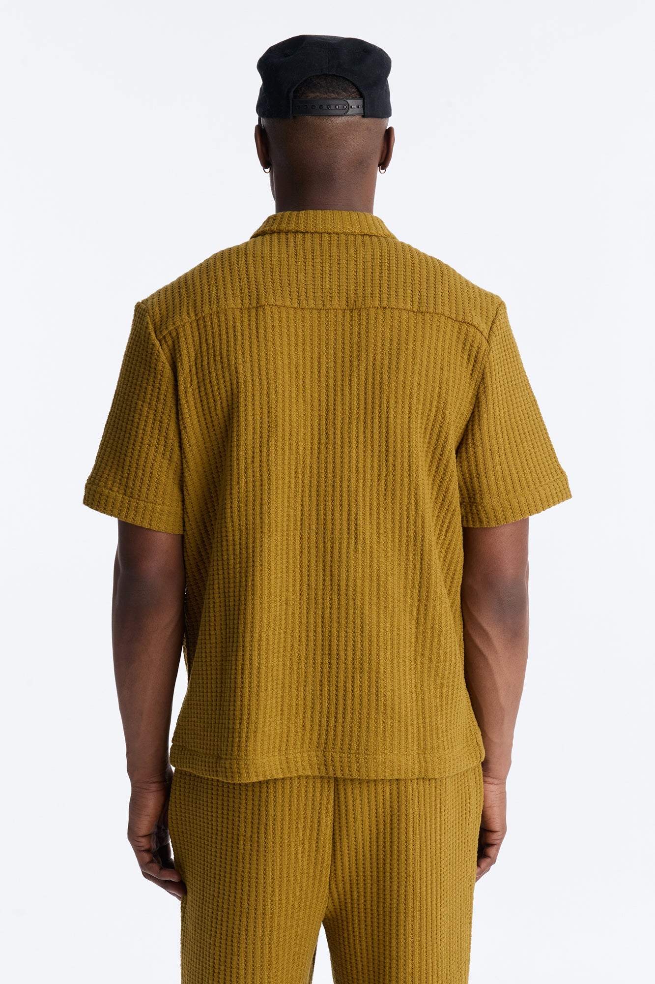 London Fog Textured Button Up Shirt - Mustard