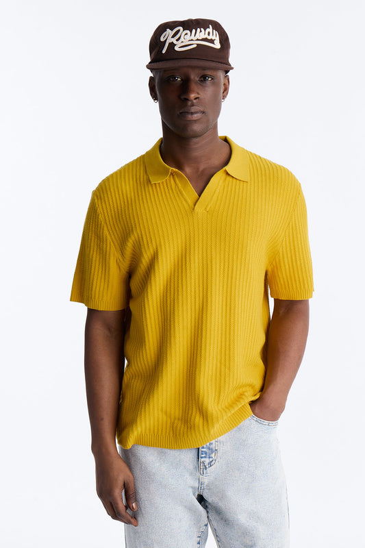 Coastal Knit Short Sleeve Shirt - Mustard