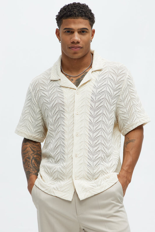 Bellvista Crochet Knitted Cuban Shirt - Cream