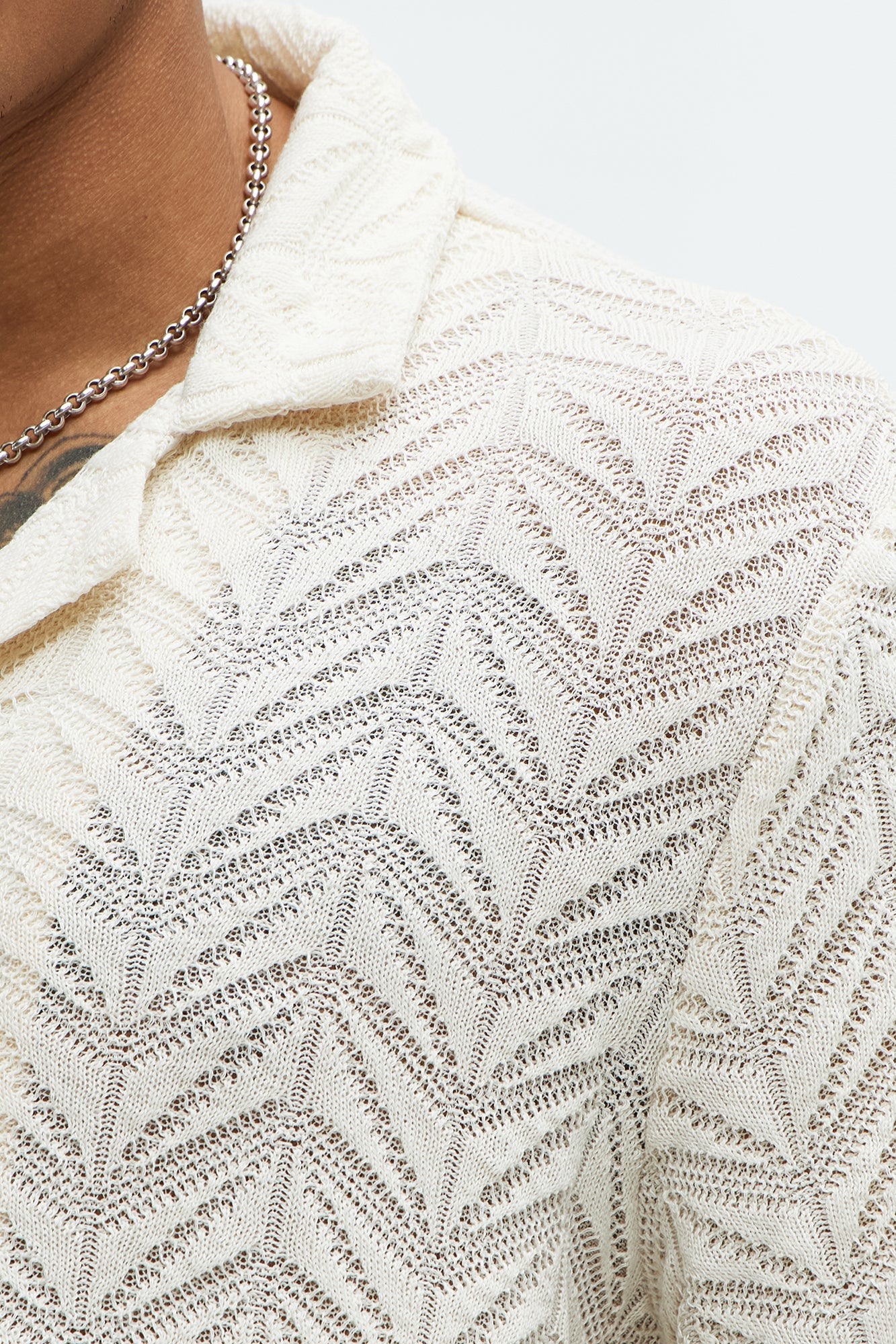 Bellvista Crochet Knitted Cuban Shirt - Cream