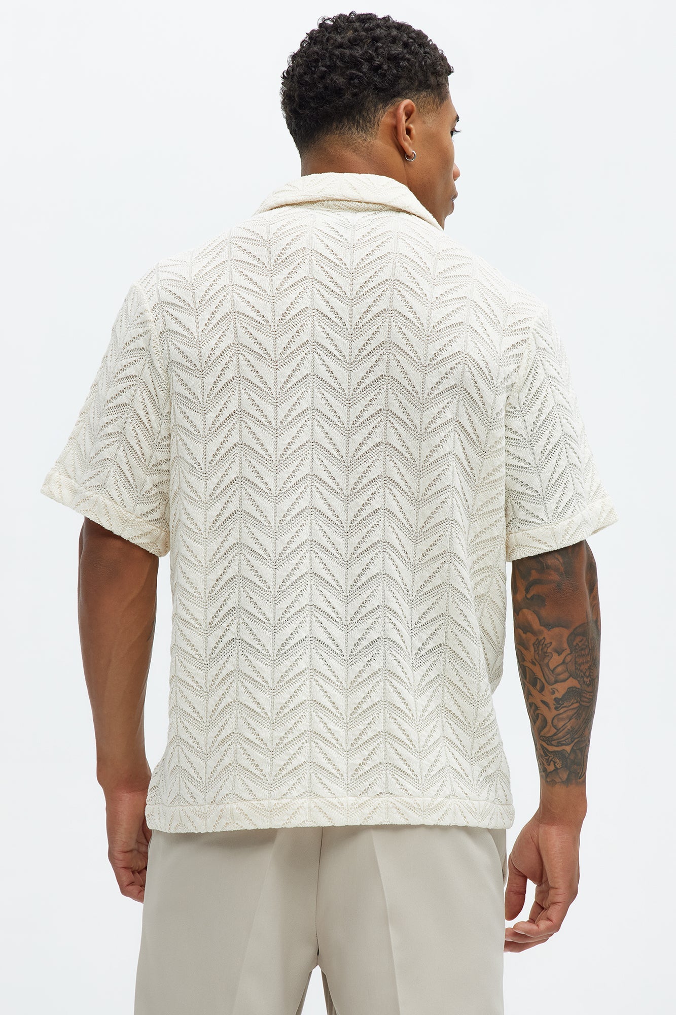 Bellvista Crochet Knitted Cuban Shirt - Cream