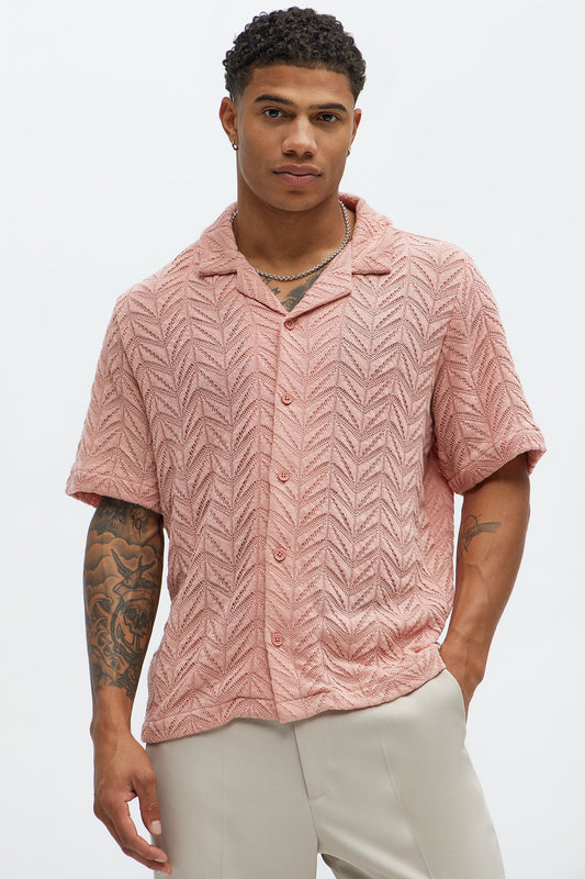 Bellvista Crochet Knitted Cuban Shirt - Pink