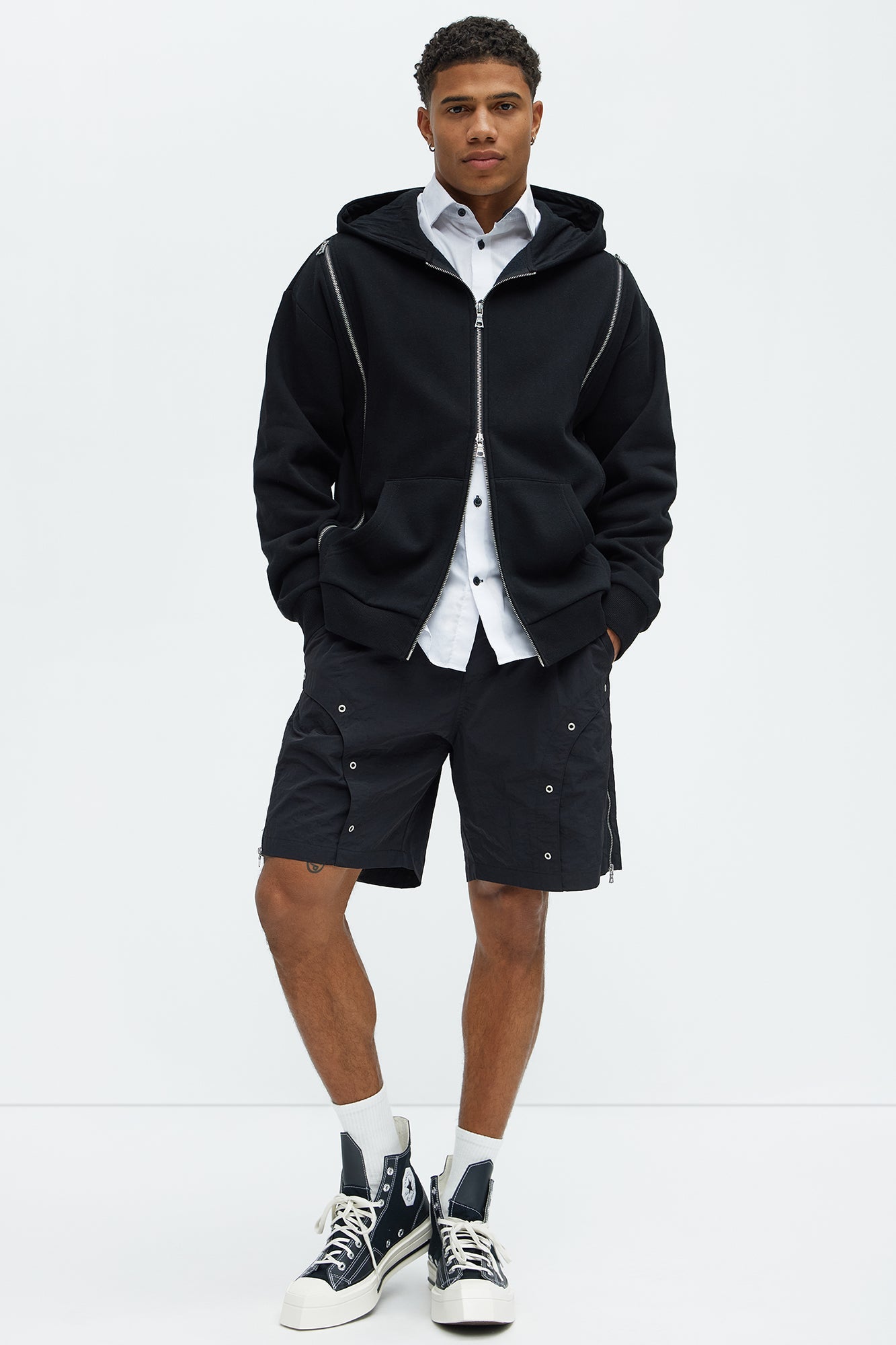 Hardware Relaxed Nylon Shorts - Black