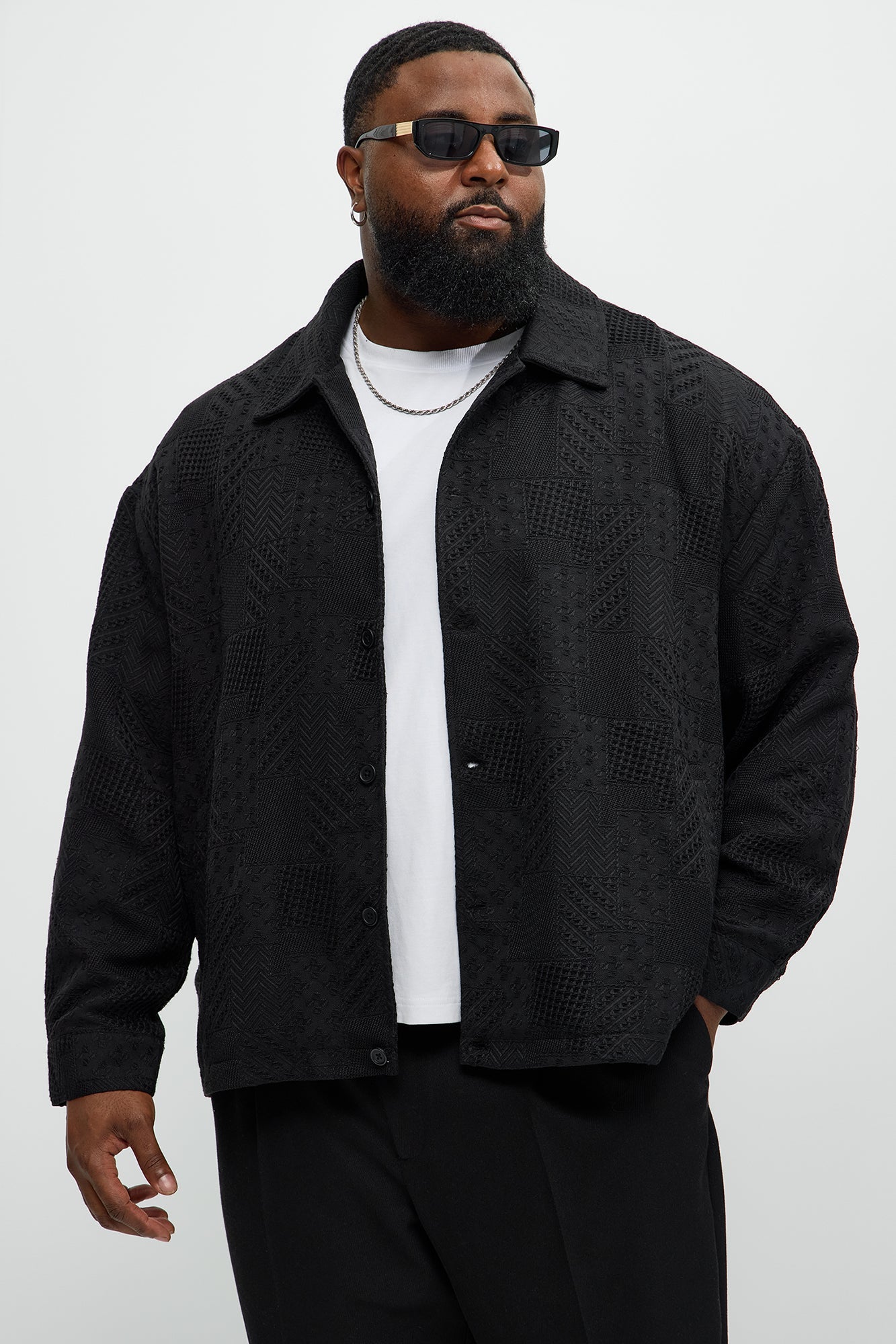 Meknes Jacquard Pattern Jacket - Black