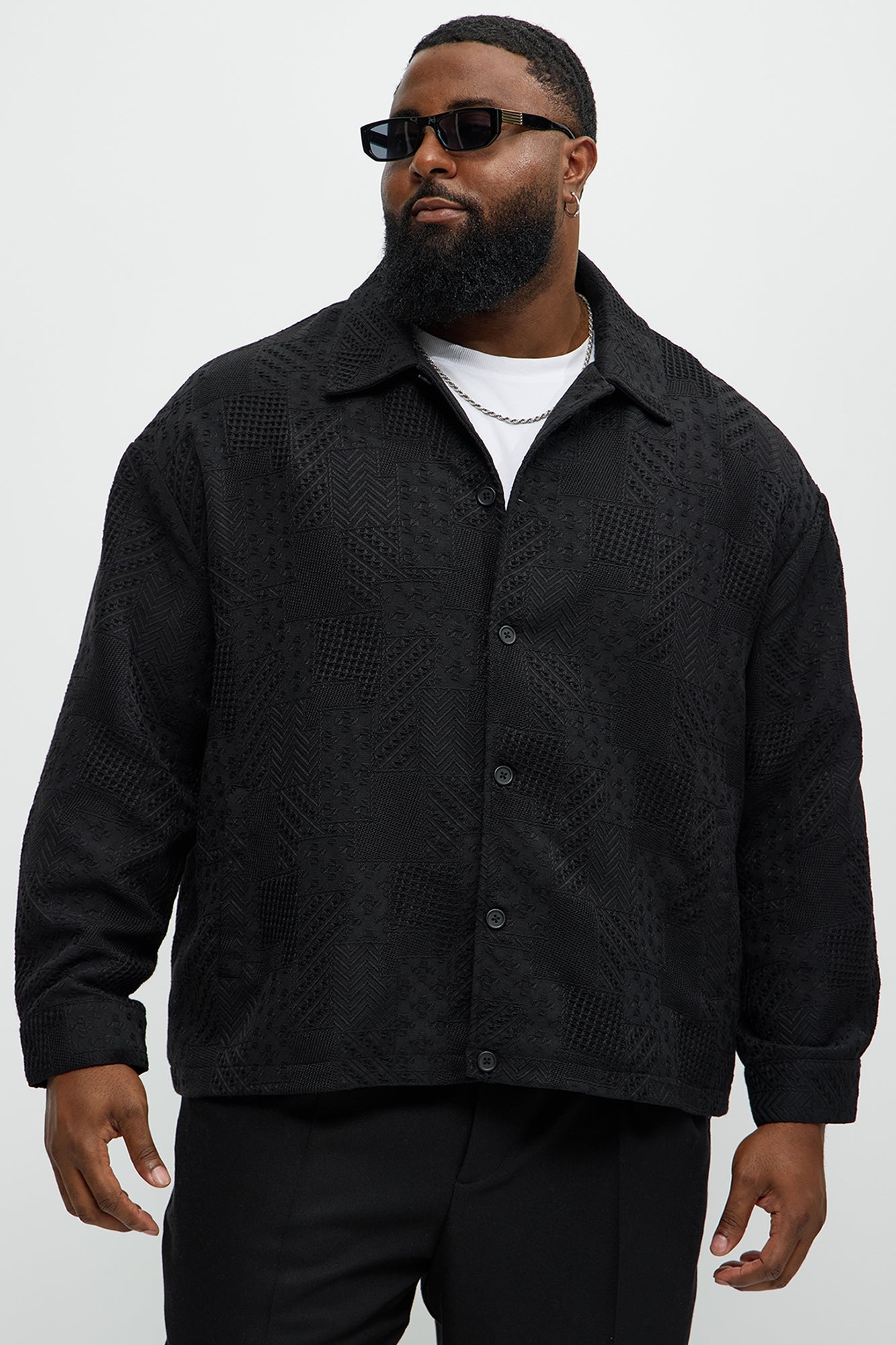 Meknes Jacquard Pattern Jacket - Black