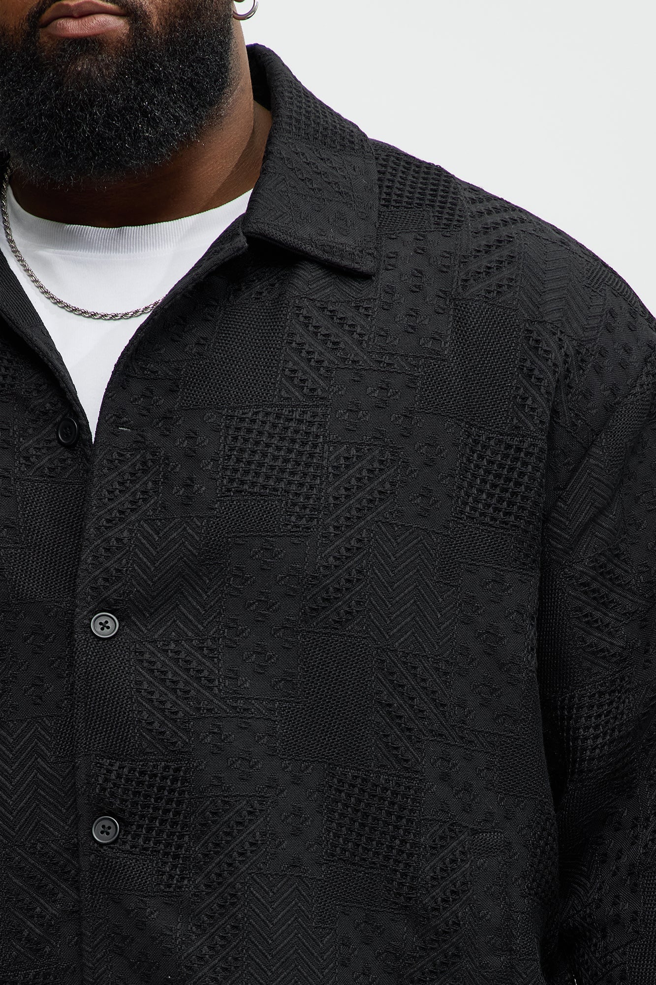 Meknes Jacquard Pattern Jacket - Black