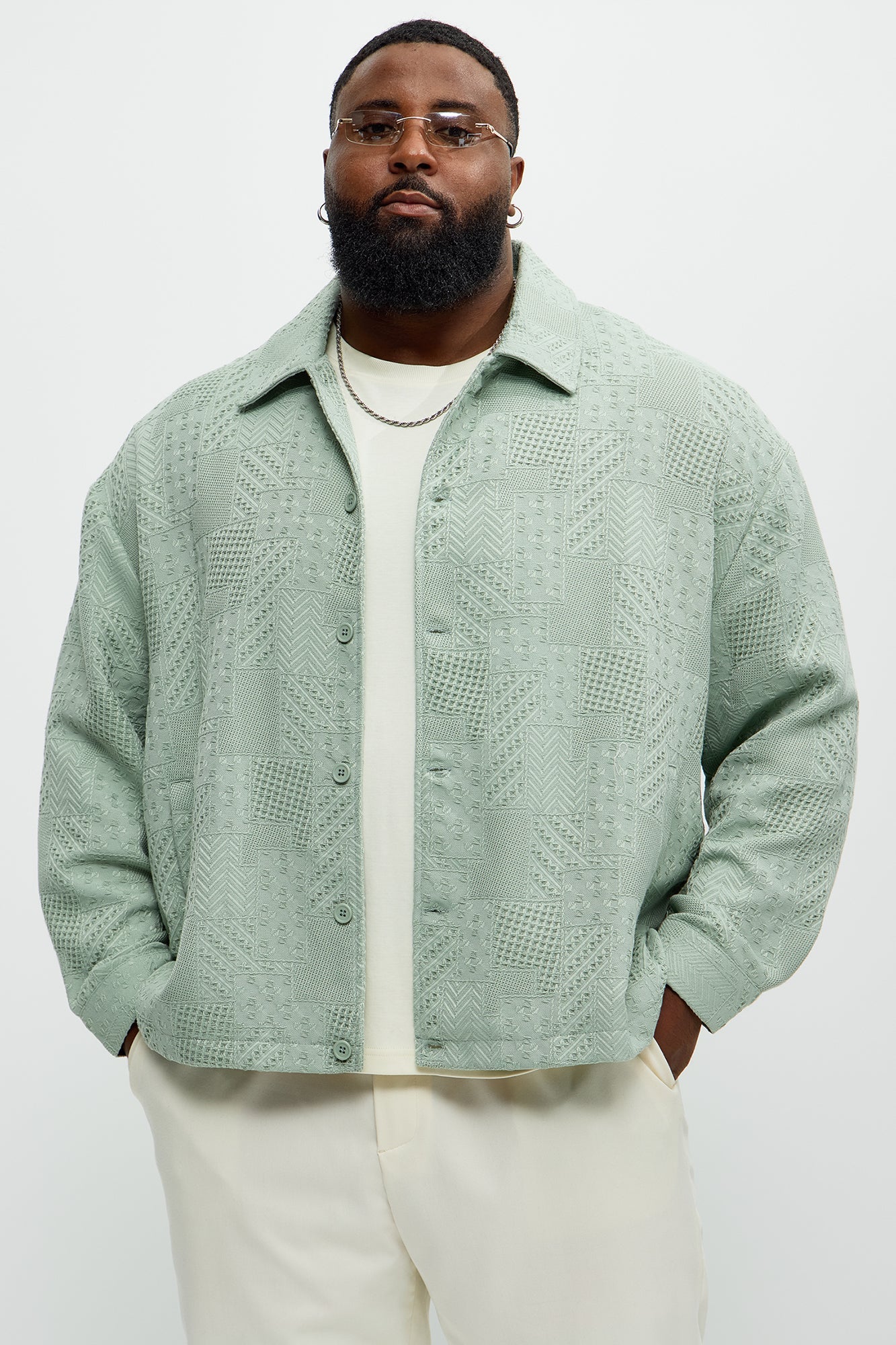 Meknes Jacquard Pattern Jacket - Sage