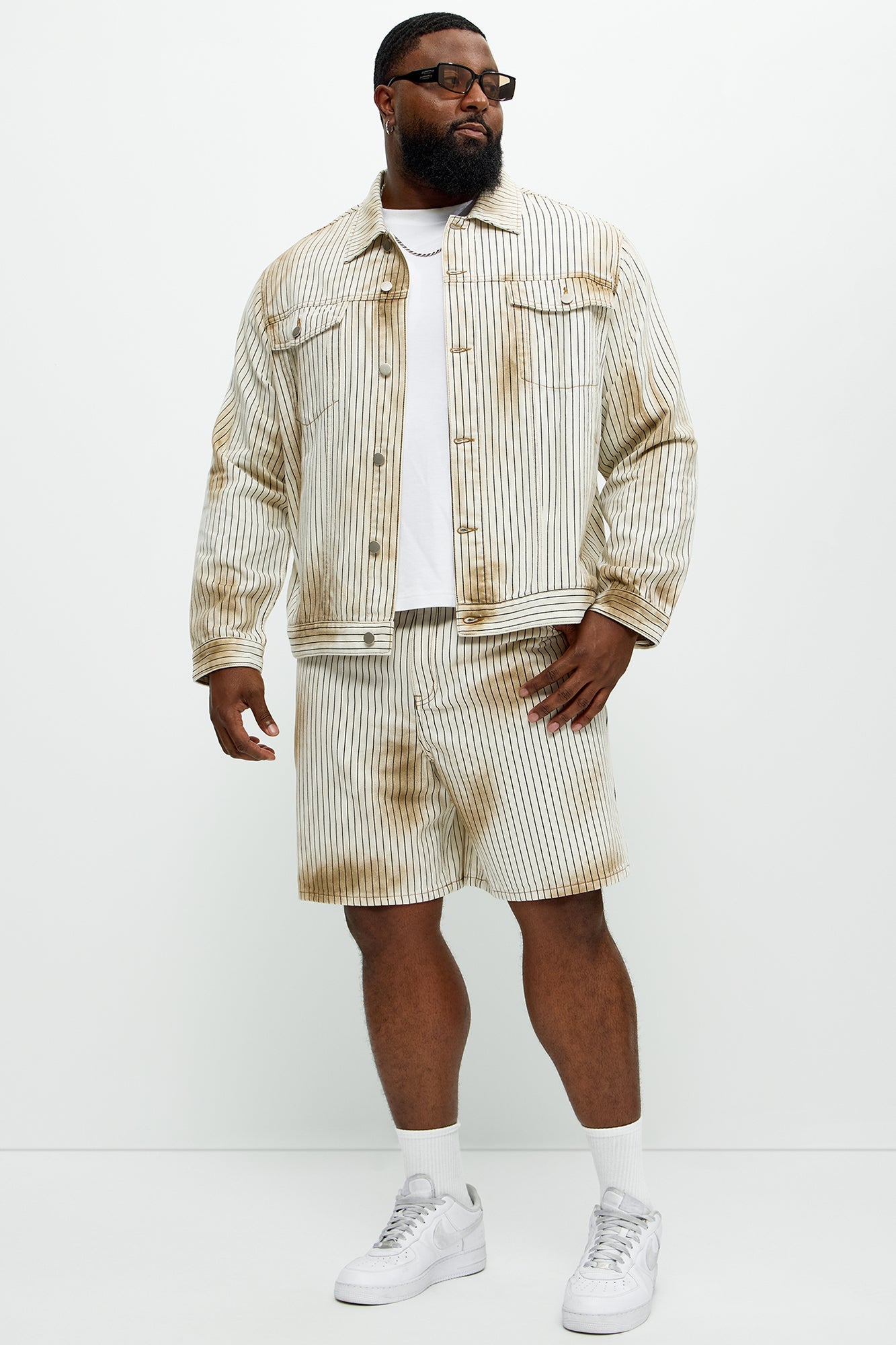 Byron Striped Vintage Trucker Jacket - Cream/combo