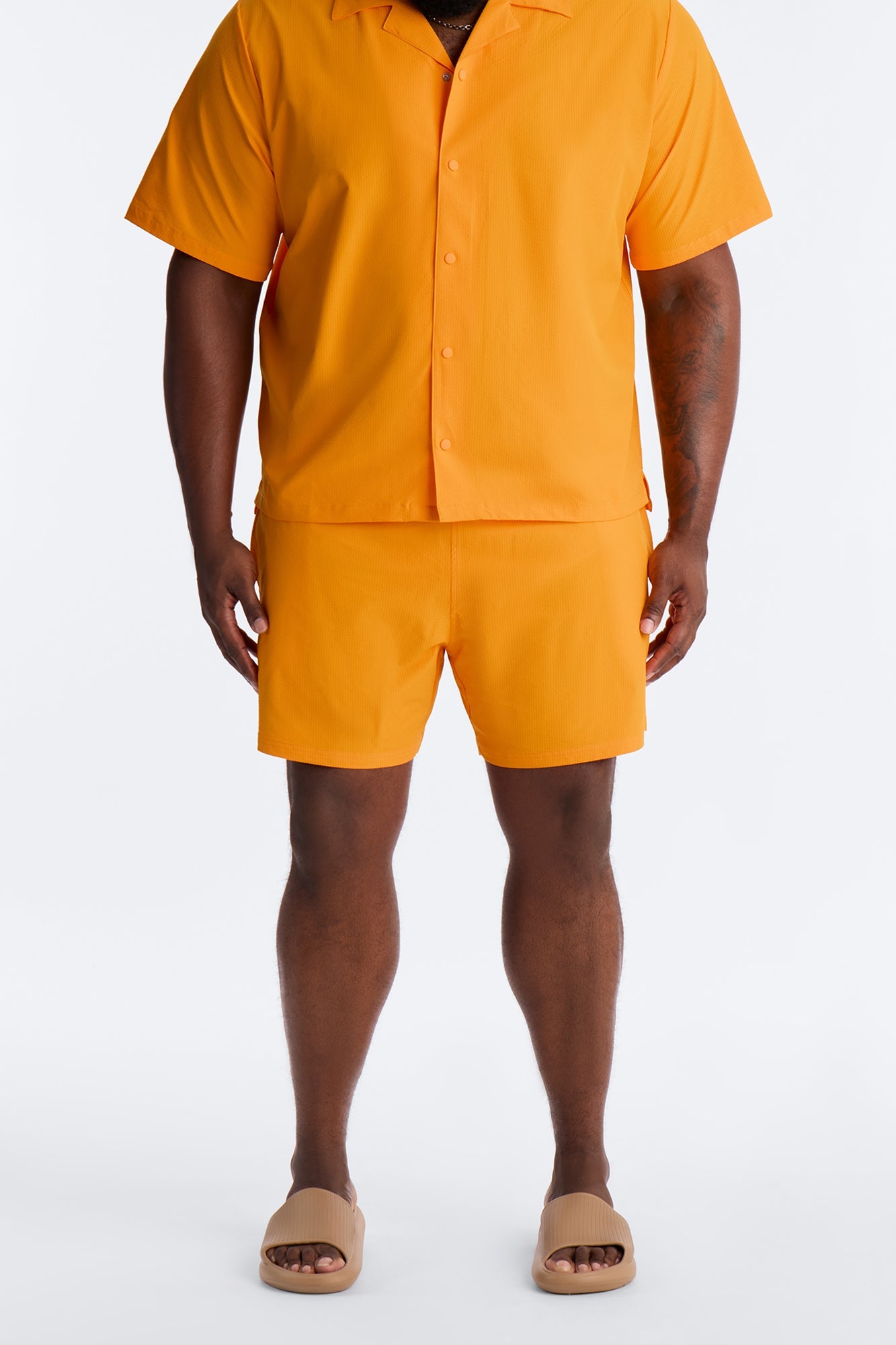 Seersucker Swim Trunk 6″ - Orange