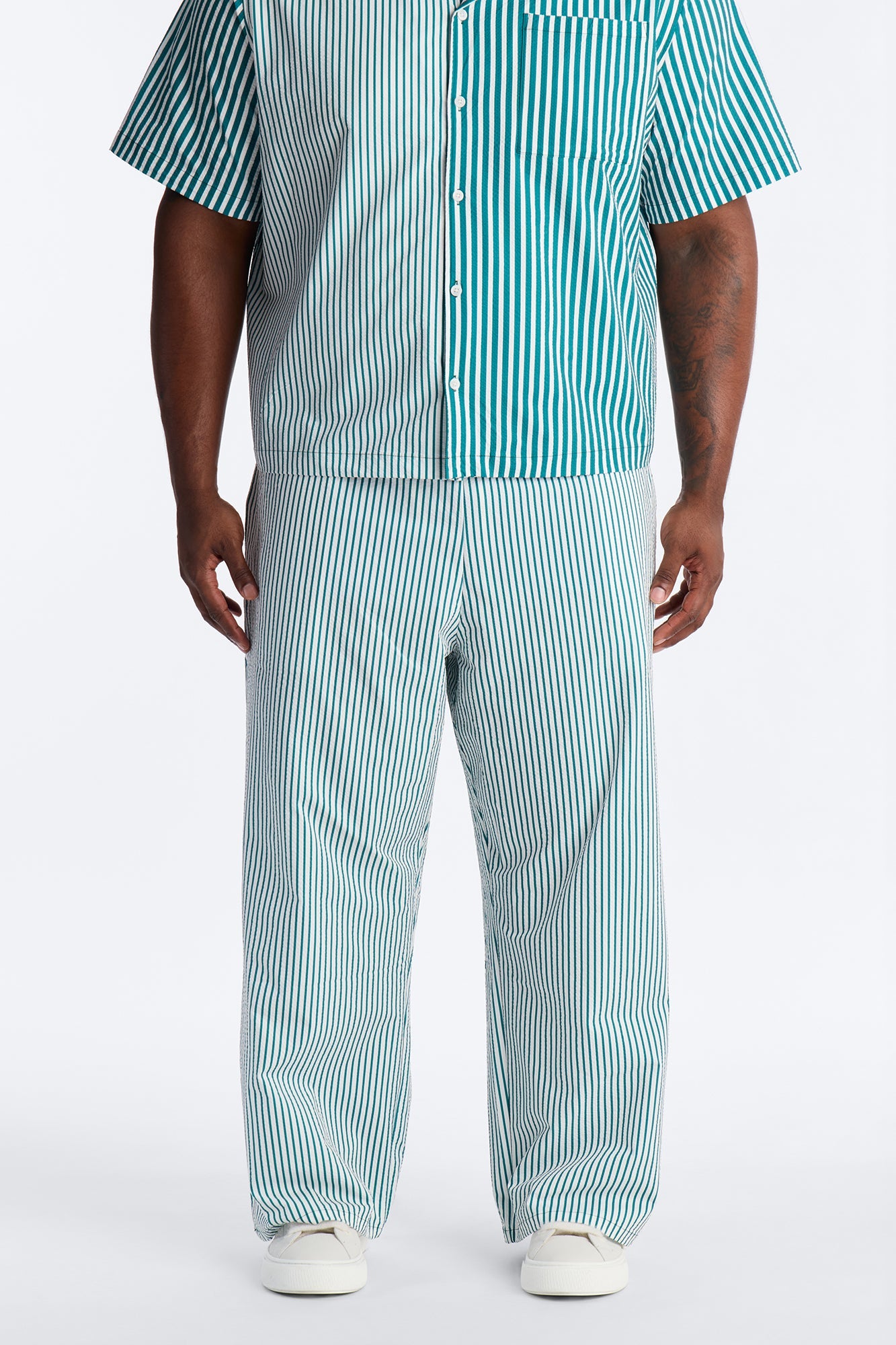 Straight Passion Stripe Seersucker Pant - Green