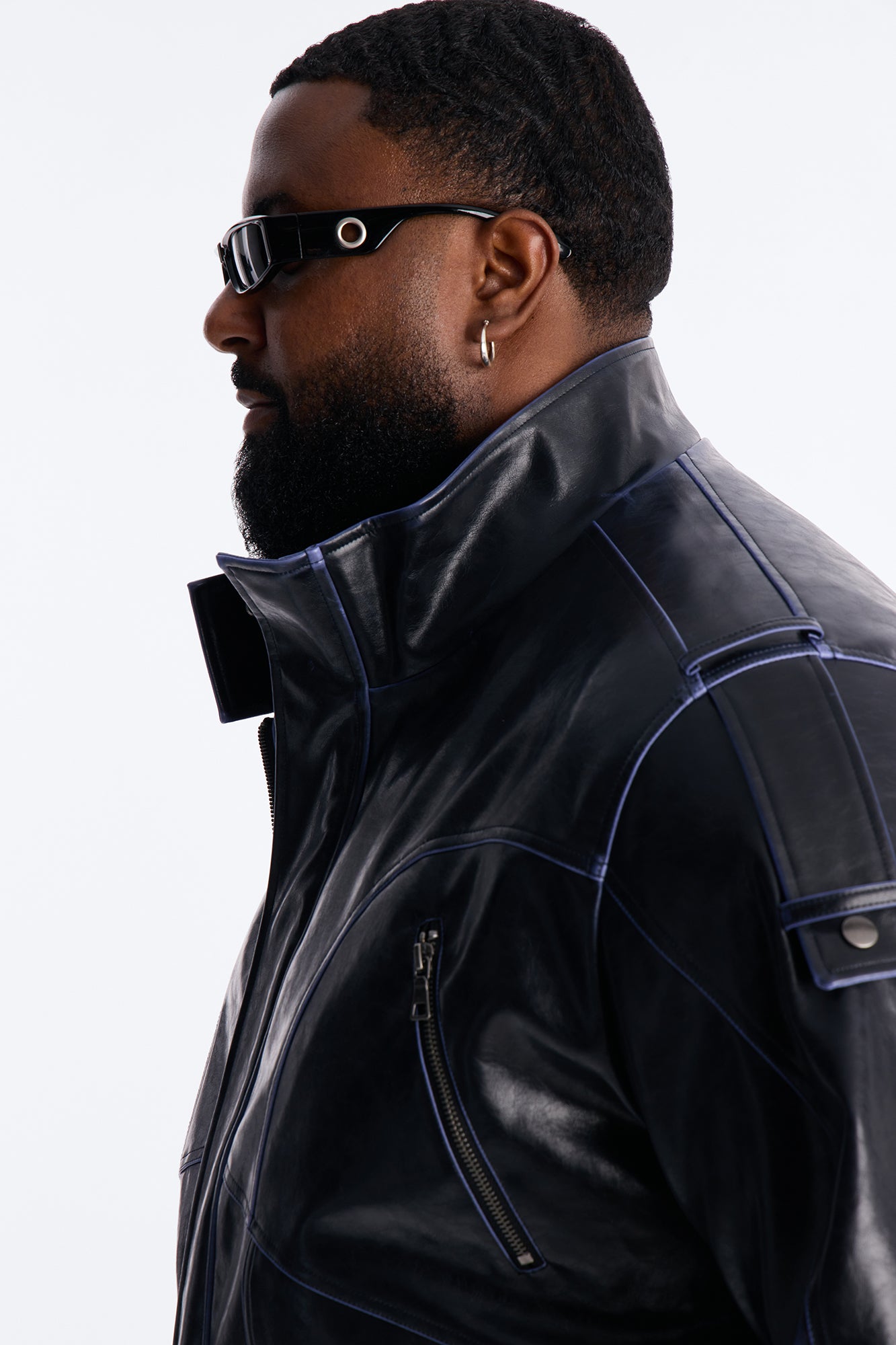 Pressure Reactive Faux Leather Moto Jacket - Black