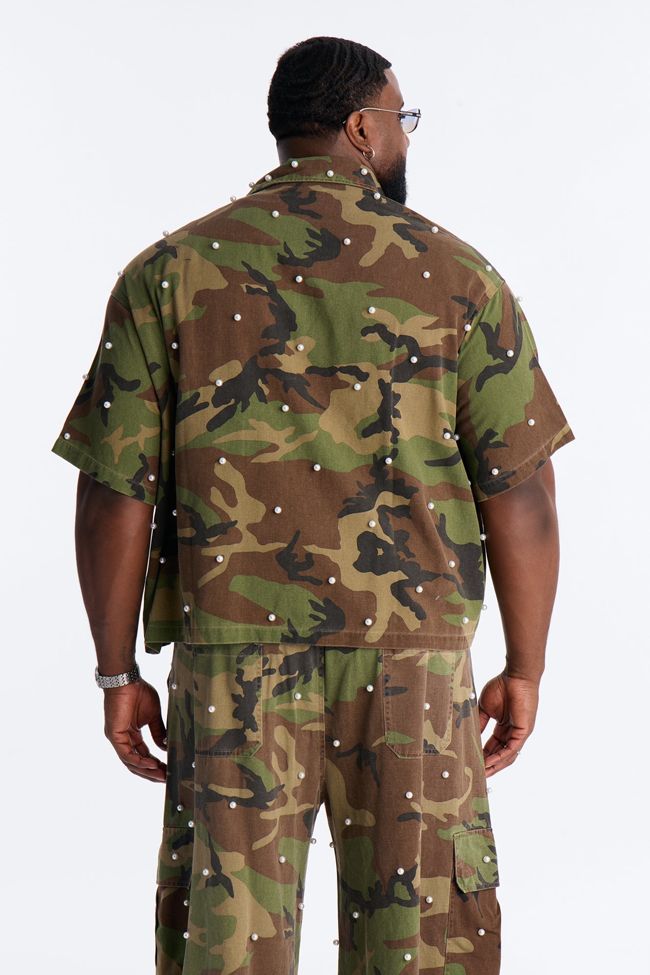 Pearl Still Wildin' Camo Short Sleeve Button Up - Green