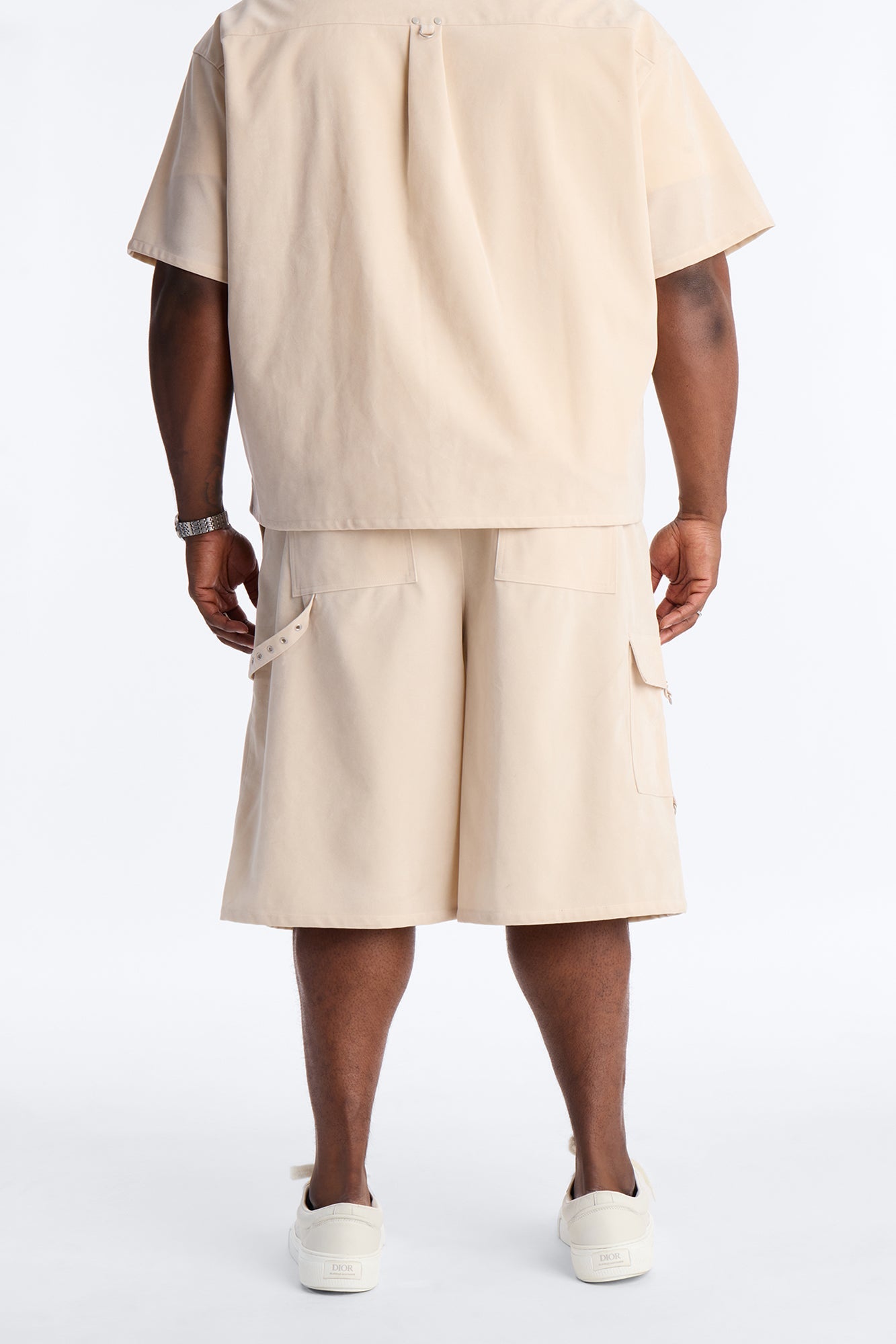 Baggy Freedom Ranch Faux Suede Utility Short - Stone