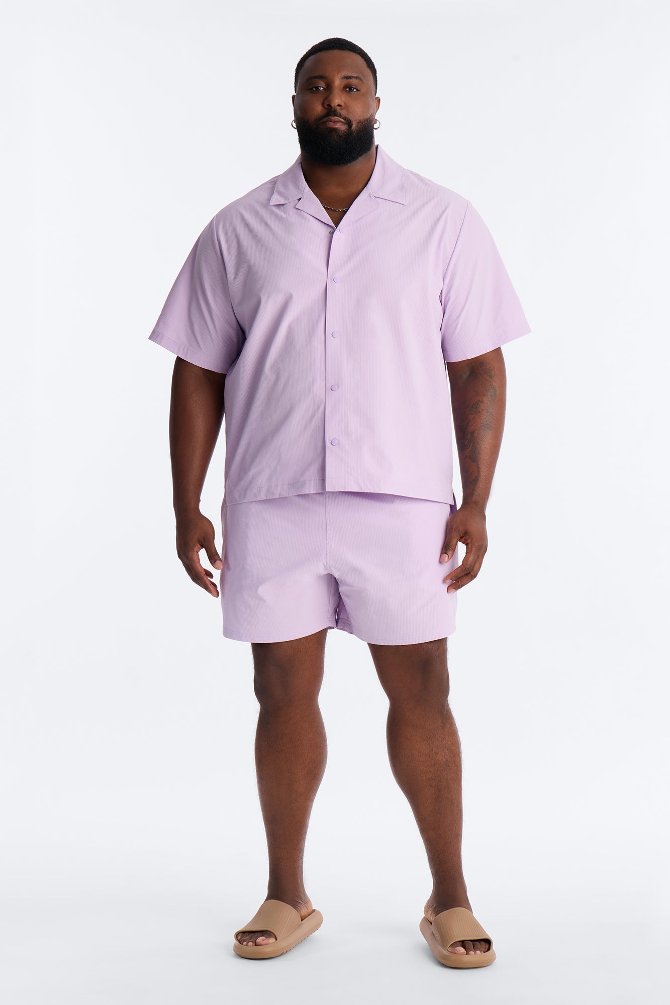 Seersucker Swim Trunk 6″ - Lavender