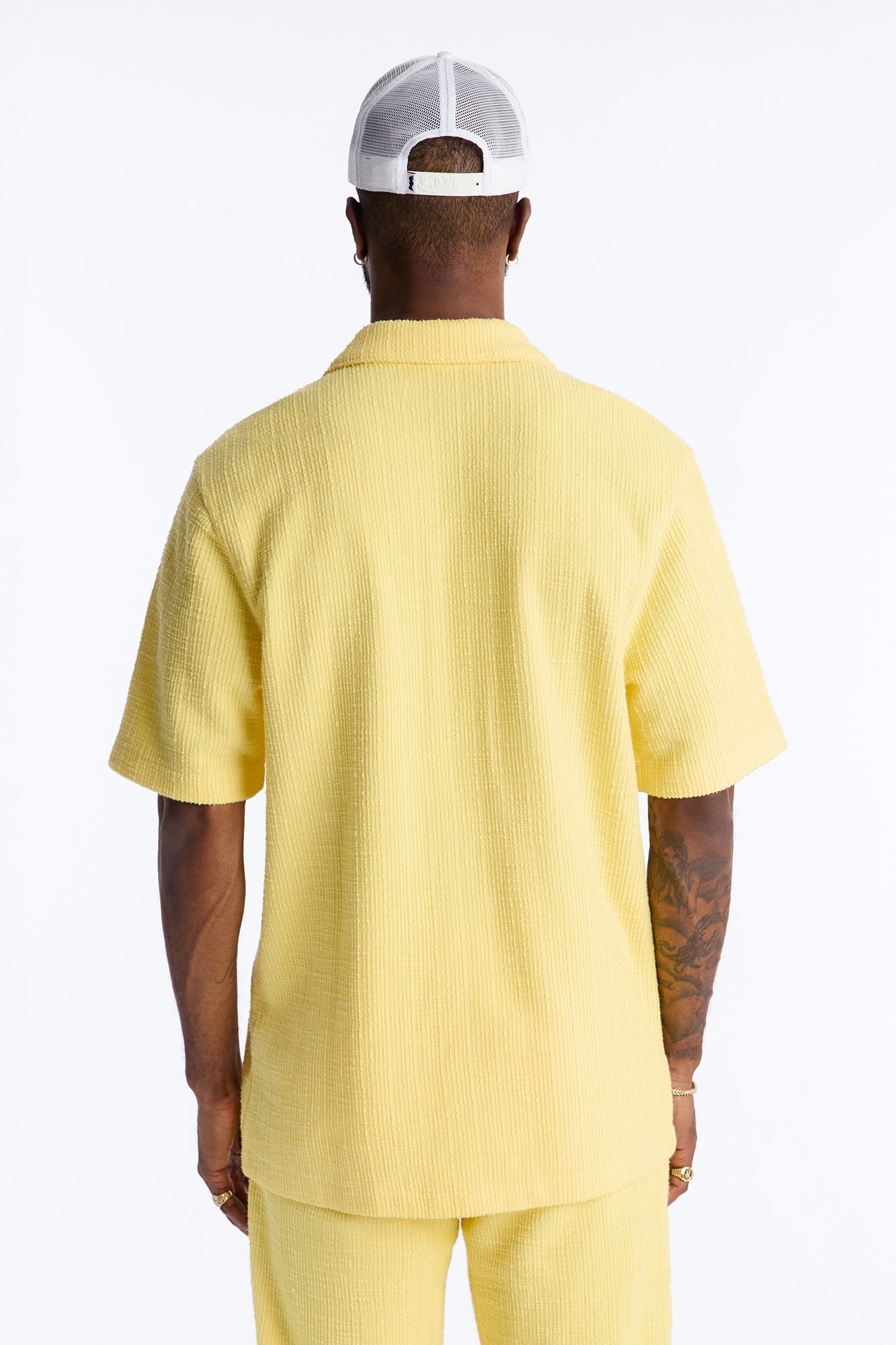 Dean Textured Short Sleeve Button Up Shirt - Butter Yellow