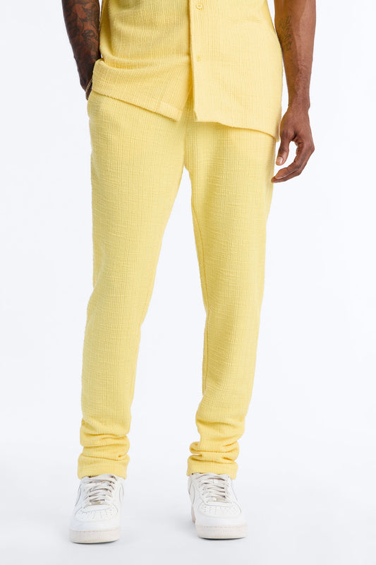Dean Textured Slim Pants - Butter Yellow