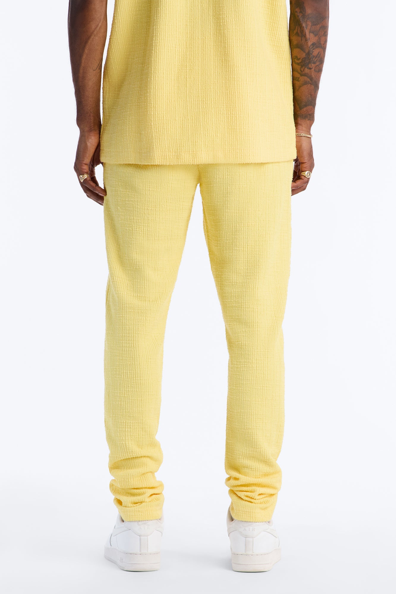 Dean Textured Slim Pants - Butter Yellow