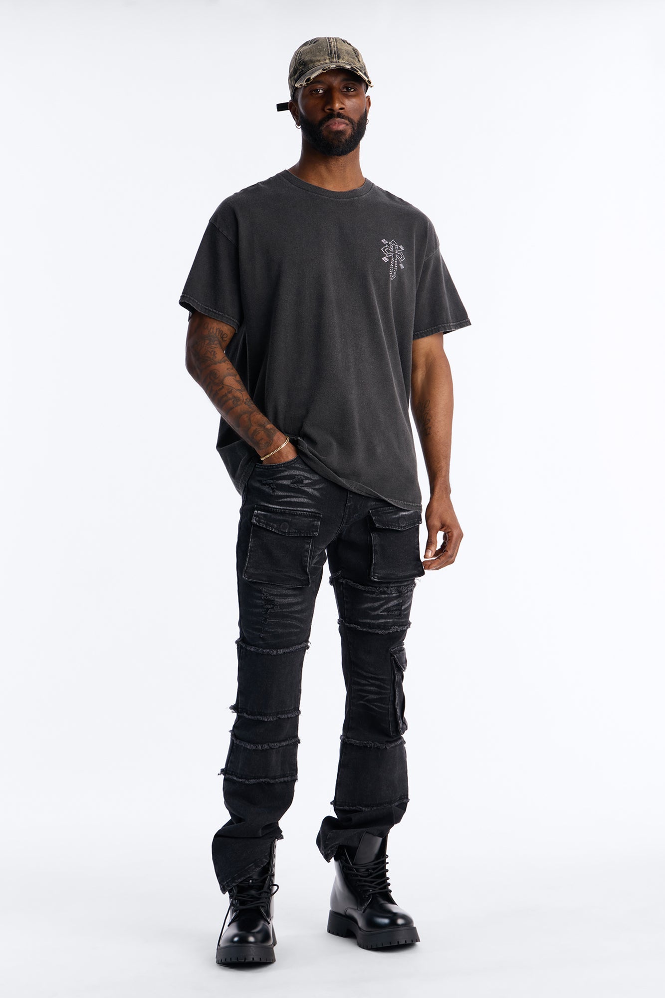 Urban Armor Skinny Stacked Flare Jeans - Black Wash