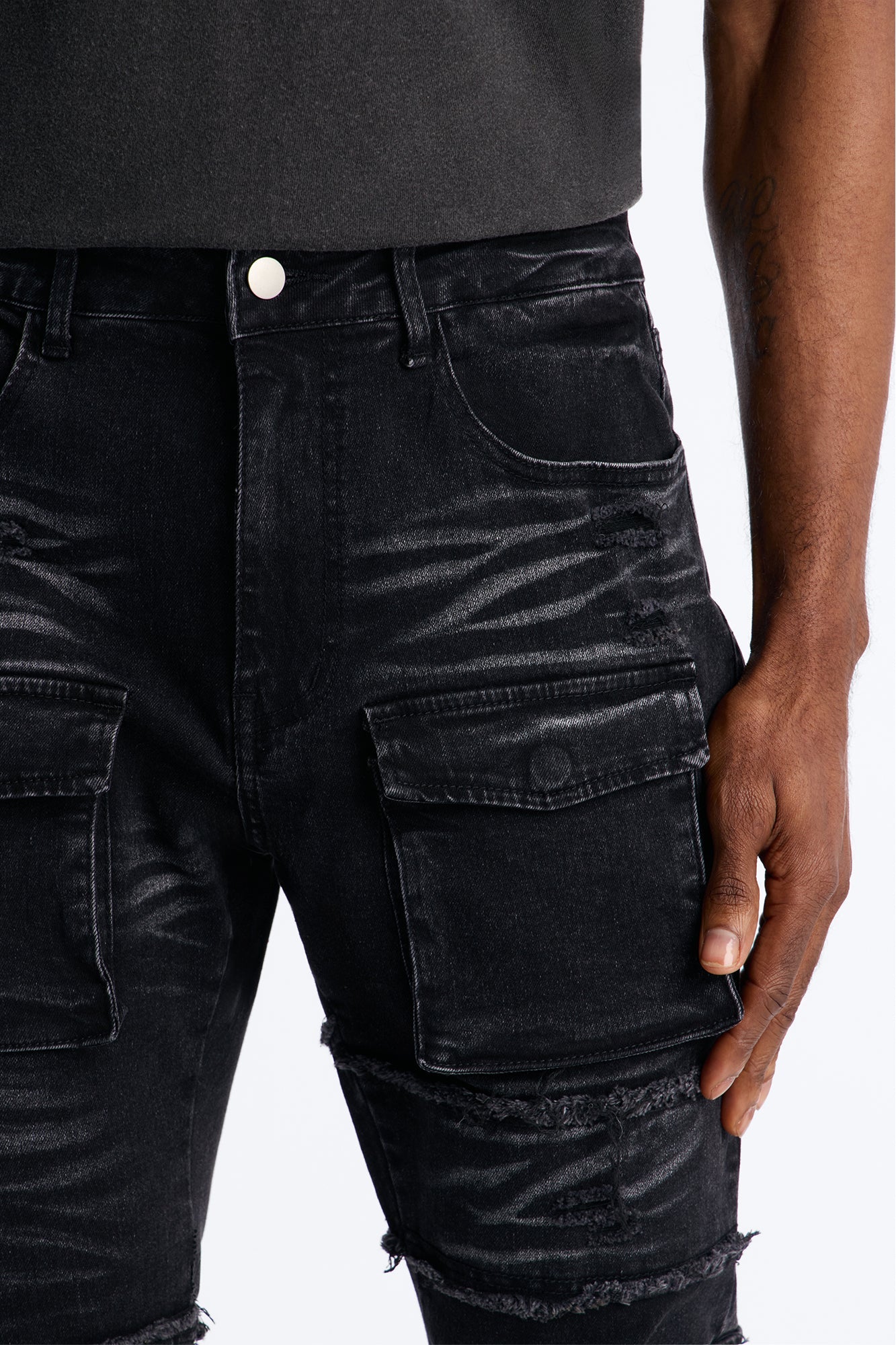 Urban Armor Skinny Stacked Flare Jeans - Black Wash