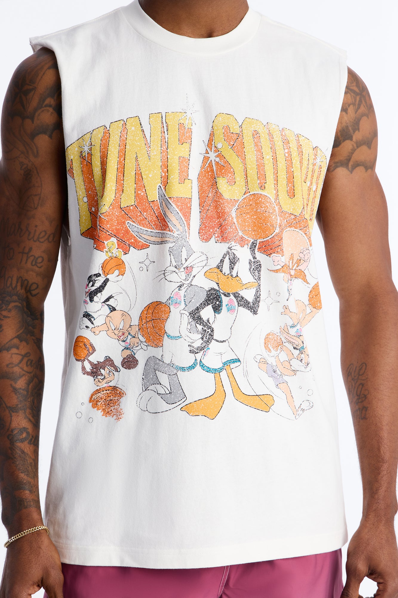 Space Jam Toon Squad Premium Vintage Muscle Tank Shirt - White